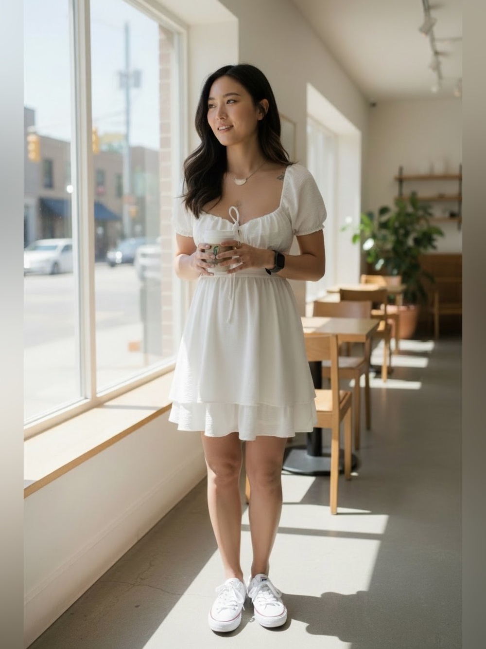 Altar'd State White Smocked Bodice Top
